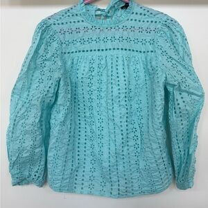 J. Crew Light Blue Eyelet Blouse